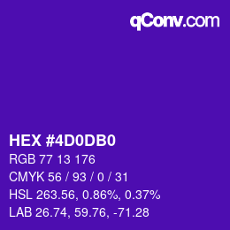 颜色代码: HEX #4D0DB0 | qconv.com