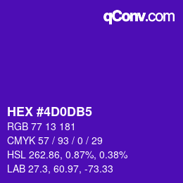 Color code: HEX #4D0DB5 | qconv.com