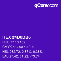 颜色代码: HEX #4D0DB6 | qconv.com