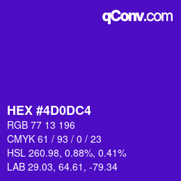 カラーコード: HEX #4D0DC4 | qconv.com