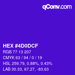 Color code: HEX #4D0DCF | qconv.com