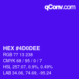 Color code: HEX #4D0DEE | qconv.com
