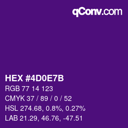 カラーコード: HEX #4D0E7B | qconv.com
