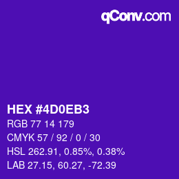 Color code: HEX #4D0EB3 | qconv.com