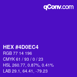 颜色代码: HEX #4D0EC4 | qconv.com