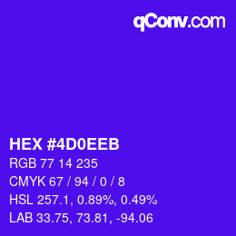 カラーコード: HEX #4D0EEB | qconv.com