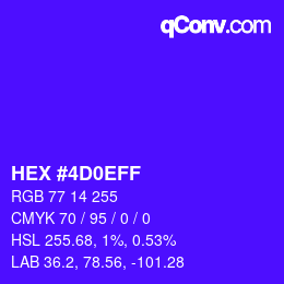 Color code: HEX #4D0EFF | qconv.com