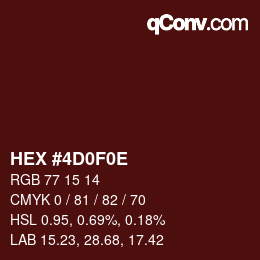 Color code: HEX #4D0F0E | qconv.com