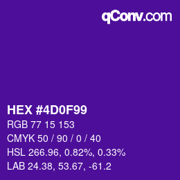 Color code: HEX #4D0F99 | qconv.com