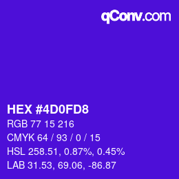 カラーコード: HEX #4D0FD8 | qconv.com