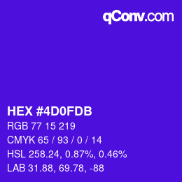 カラーコード: HEX #4D0FDB | qconv.com