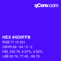 Color code: HEX #4D0FFB | qconv.com