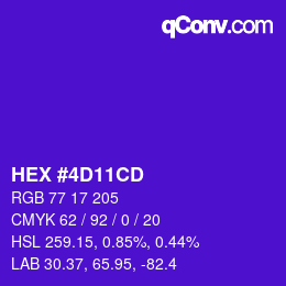 カラーコード: HEX #4D11CD | qconv.com