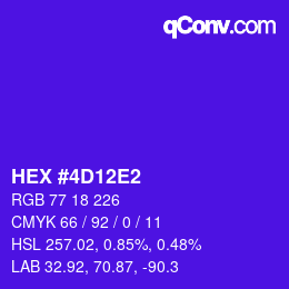 カラーコード: HEX #4D12E2 | qconv.com