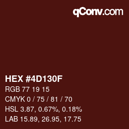 颜色代码: HEX #4D130F | qconv.com