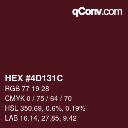 Color code: HEX #4D131C | qconv.com