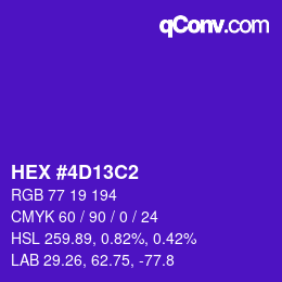 カラーコード: HEX #4D13C2 | qconv.com
