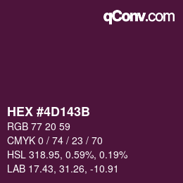 カラーコード: HEX #4D143B | qconv.com