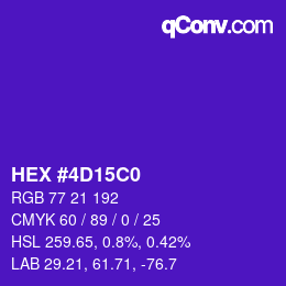 Color code: HEX #4D15C0 | qconv.com