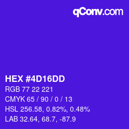 Color code: HEX #4D16DD | qconv.com