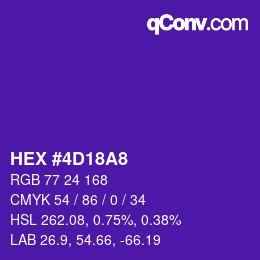 Color code: HEX #4D18A8 | qconv.com