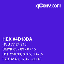 カラーコード: HEX #4D18DA | qconv.com