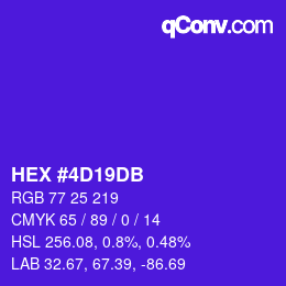 カラーコード: HEX #4D19DB | qconv.com