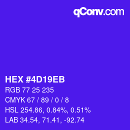 Color code: HEX #4D19EB | qconv.com