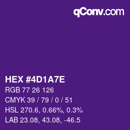 Color code: HEX #4D1A7E | qconv.com