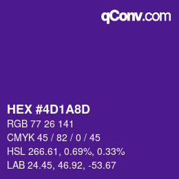 Color code: HEX #4D1A8D | qconv.com