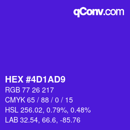 カラーコード: HEX #4D1AD9 | qconv.com