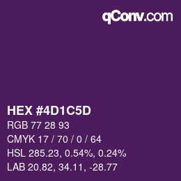 Color code: HEX #4D1C5D | qconv.com