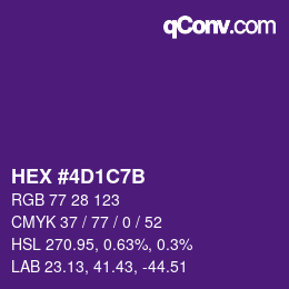 カラーコード: HEX #4D1C7B | qconv.com