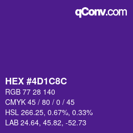 Color code: HEX #4D1C8C | qconv.com
