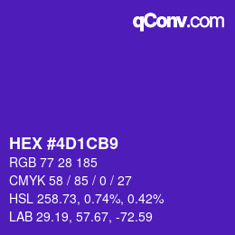 カラーコード: HEX #4D1CB9 | qconv.com