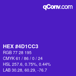 カラーコード: HEX #4D1CC3 | qconv.com