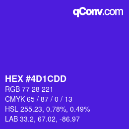 Color code: HEX #4D1CDD | qconv.com