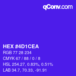 カラーコード: HEX #4D1CEA | qconv.com