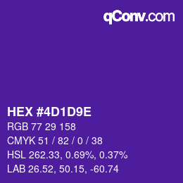Color code: HEX #4D1D9E | qconv.com