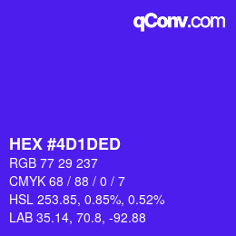 颜色代码: HEX #4D1DED | qconv.com