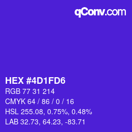颜色代码: HEX #4D1FD6 | qconv.com