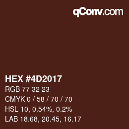 Color code: HEX #4D2017 | qconv.com