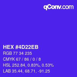 Color code: HEX #4D22EB | qconv.com
