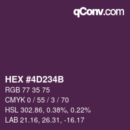 Color code: HEX #4D234B | qconv.com