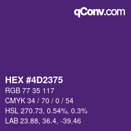 Color code: HEX #4D2375 | qconv.com