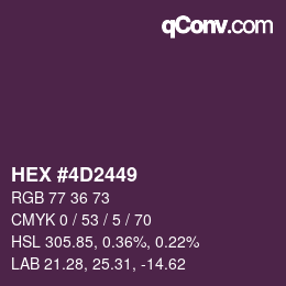 Color code: HEX #4D2449 | qconv.com