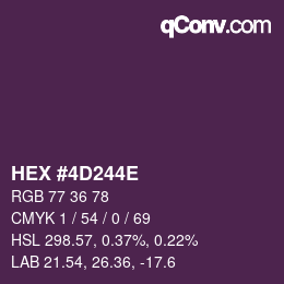 Color code: HEX #4D244E | qconv.com