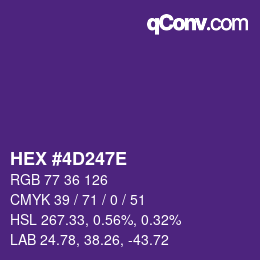Color code: HEX #4D247E | qconv.com