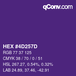 Color code: HEX #4D257D | qconv.com