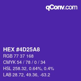 Color code: HEX #4D25A8 | qconv.com